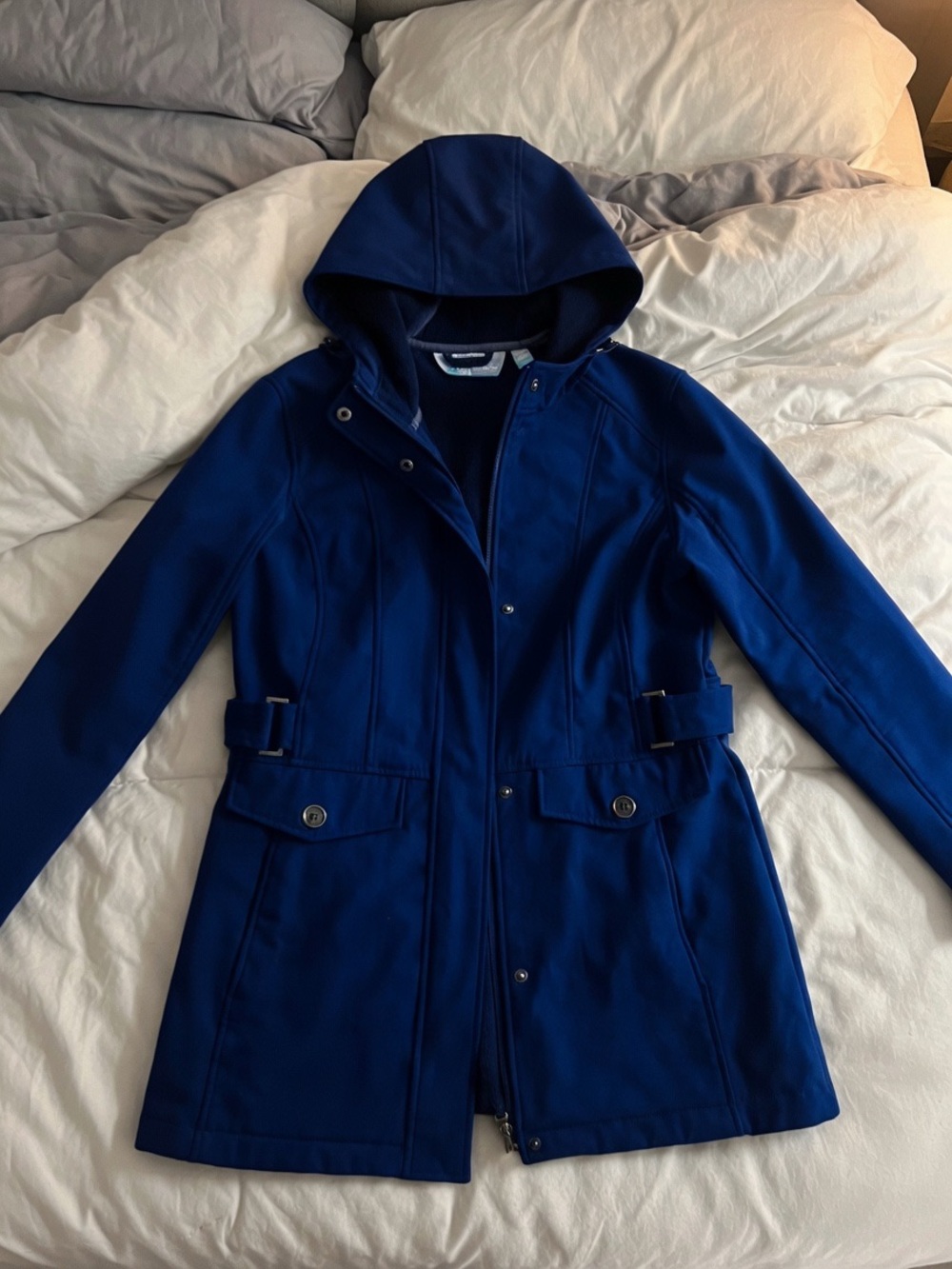 Free Country Women's Hooded Trench Coat - Royal Blue